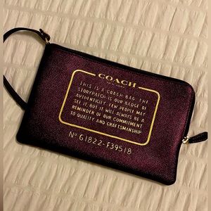 Coach Purple Crossgrain Leather Storypatch Tote Pouch Wristlet Wallet Clutch